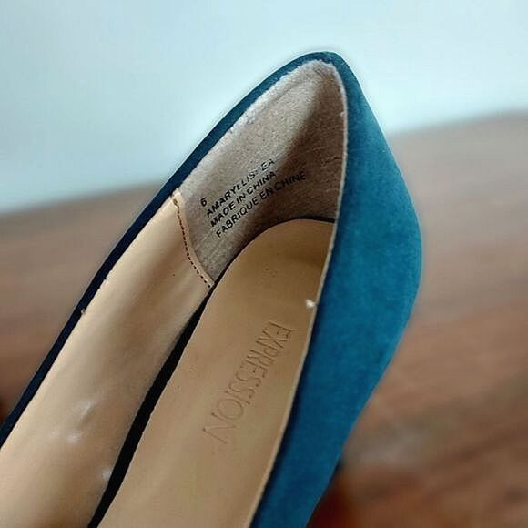 Expression teal faux suede big bow pumps - Picture 2 of 8